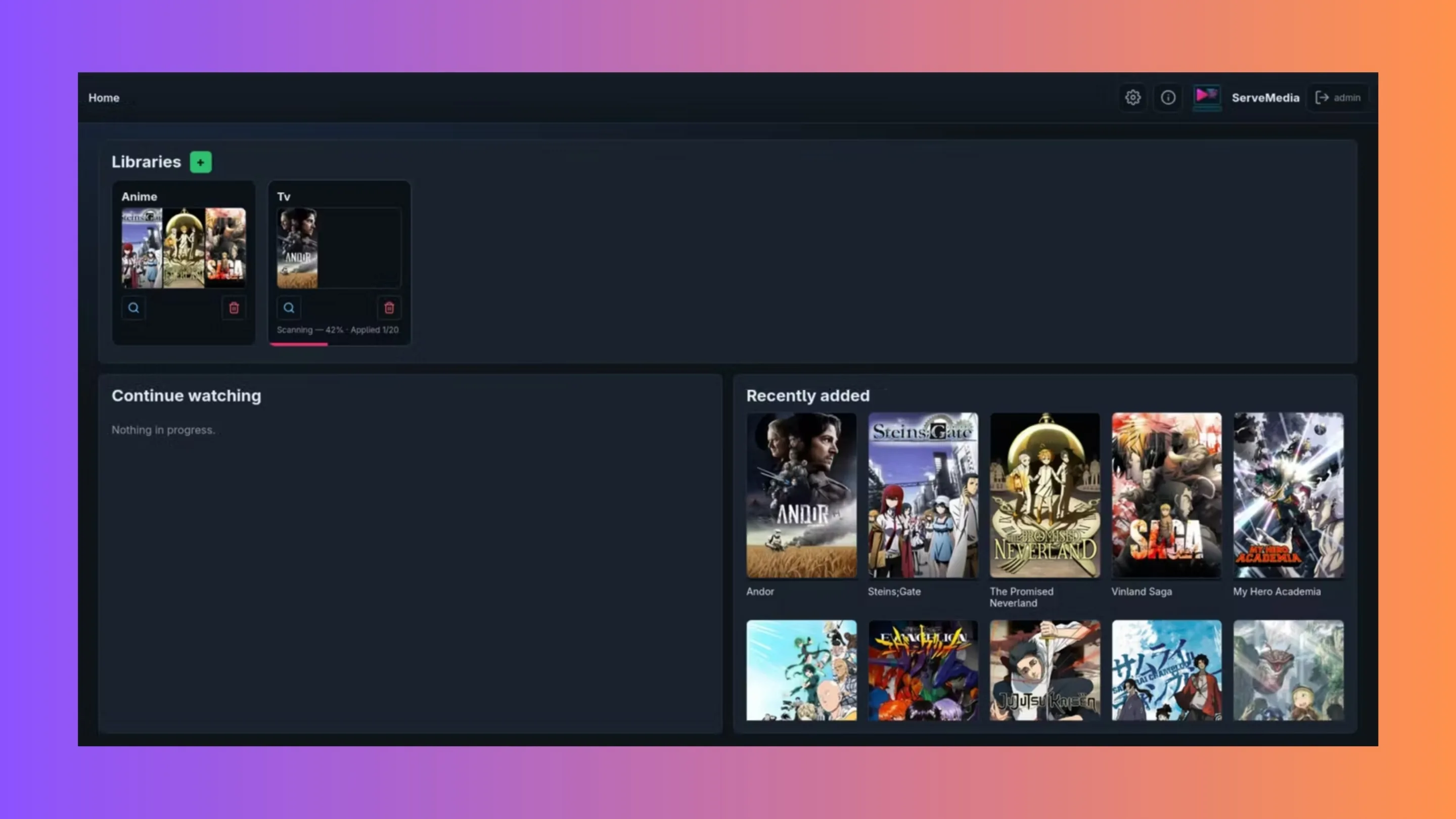 Instale o ServeMedia, um servidor de mídia auto-hospedado, no Ubuntu, Fedora, Debian e outras distribuições Linux com Flatpak 2 Imagem com a interface do ServerMedia