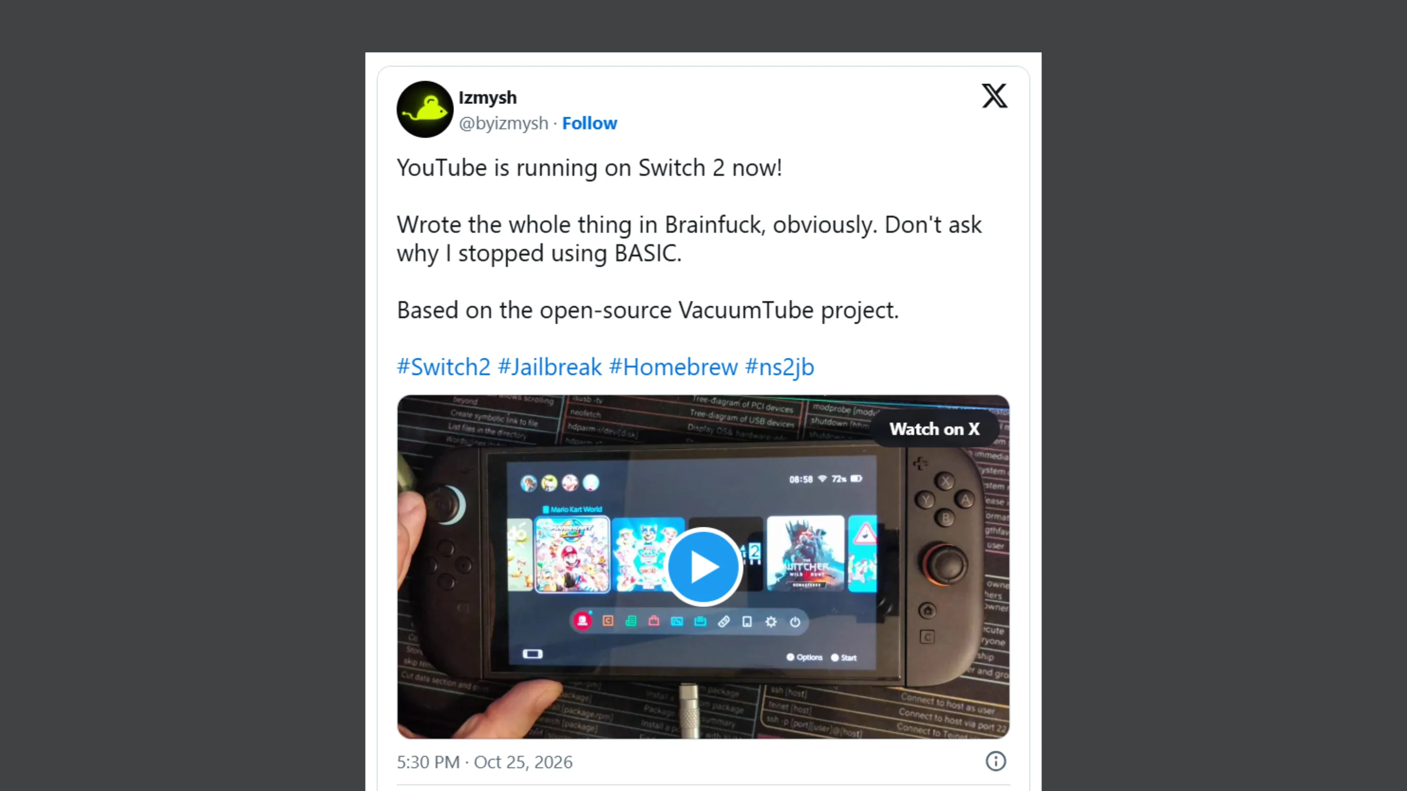 Jailbreak do Nintendo Switch 2: YouTube e novos exploits 2 NgqOUIbG jailbreak nintendo switch 2 youtube