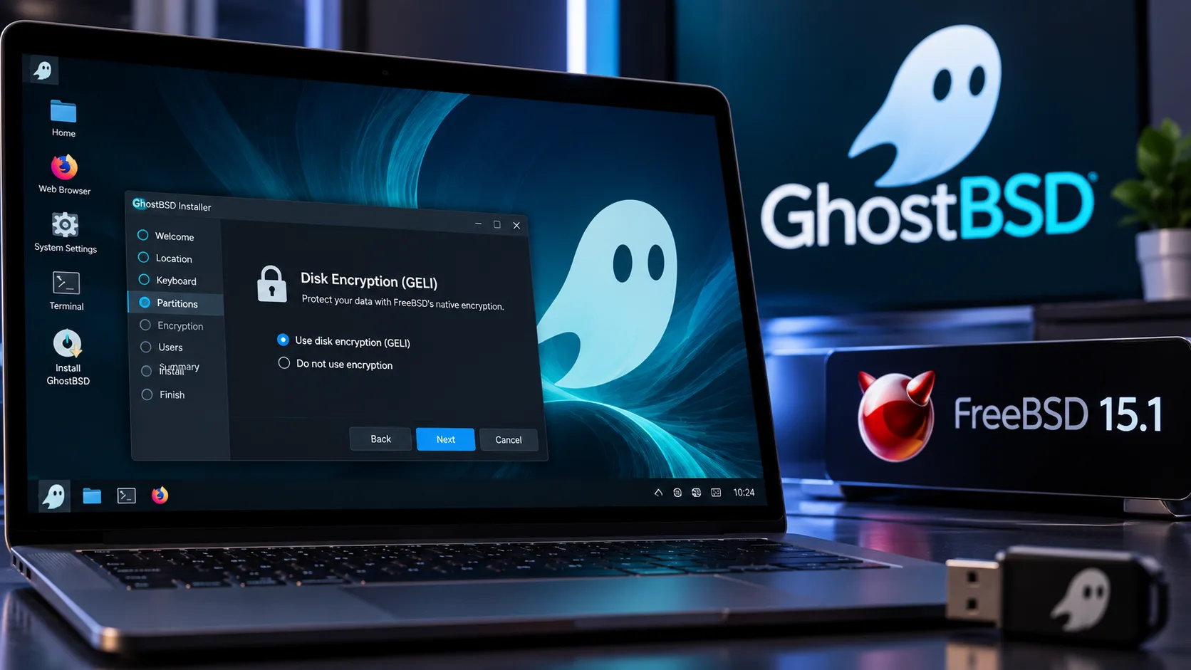 GhostBSD 26.2-R15.1p6 reformula instalador com criptografia GELI e adota FreeBSD 15.1 2 26 2 instalador criptografia geli 2