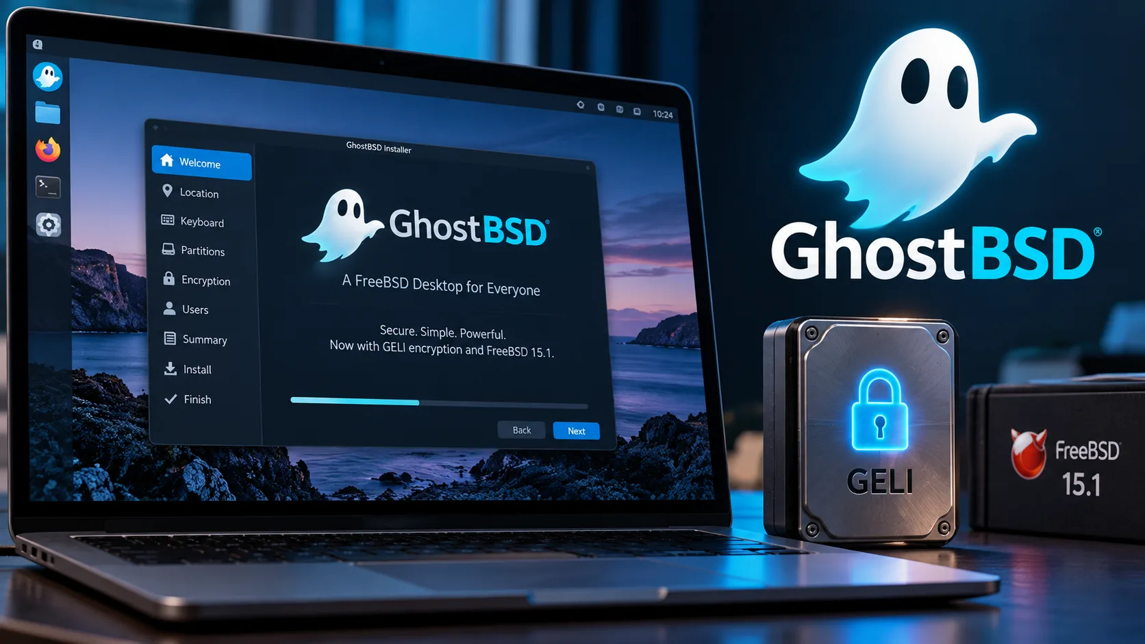 GhostBSD 26.2-R15.1p6 reformula instalador com criptografia GELI e adota FreeBSD 15.1
