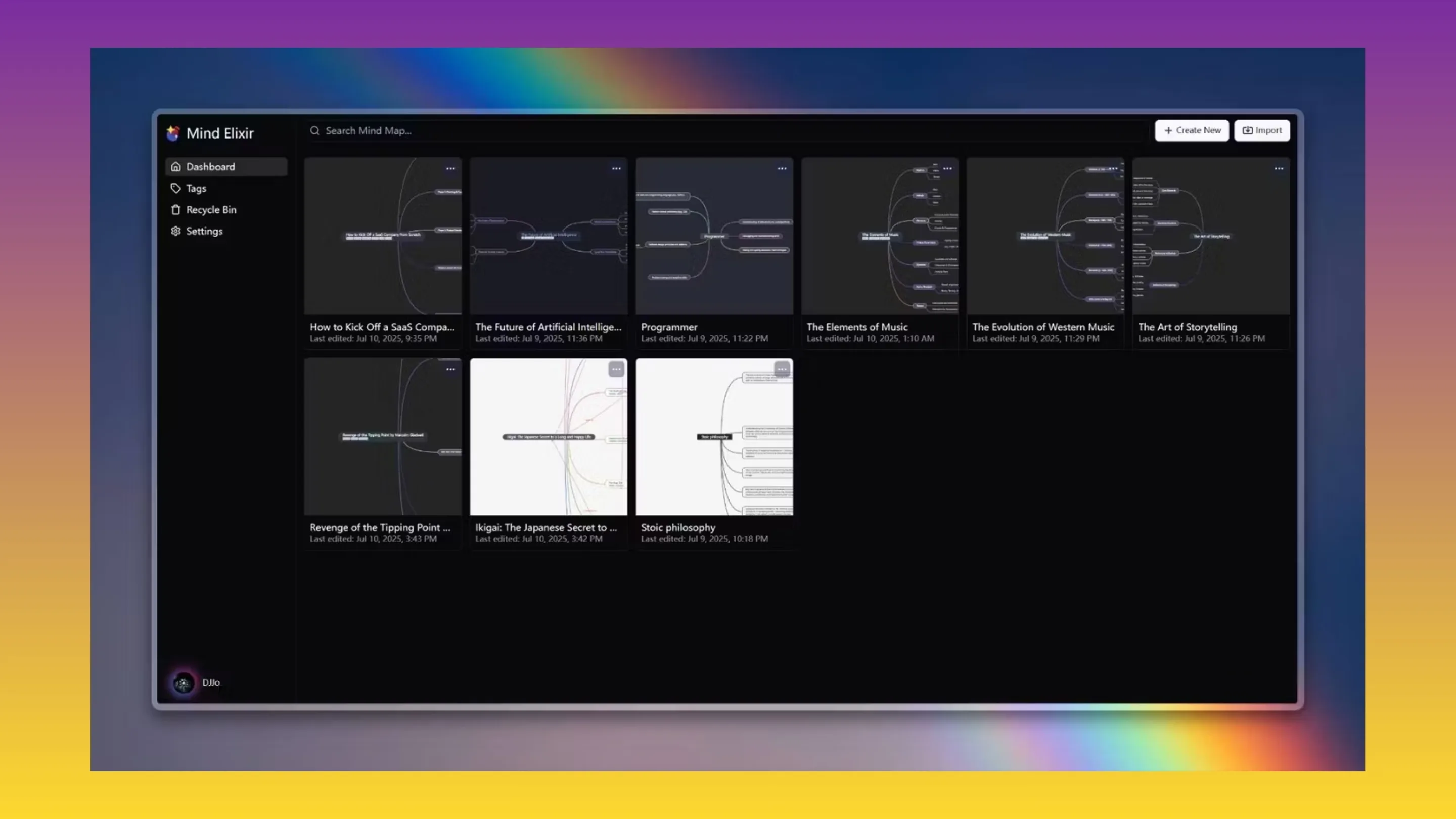 Instale o Mind Elixir, um app de mapas mentais, no Ubuntu, Fedora, Debian e outras distribuições Linux com Flatpak 2 Imagem com a interface do Mind Elixir