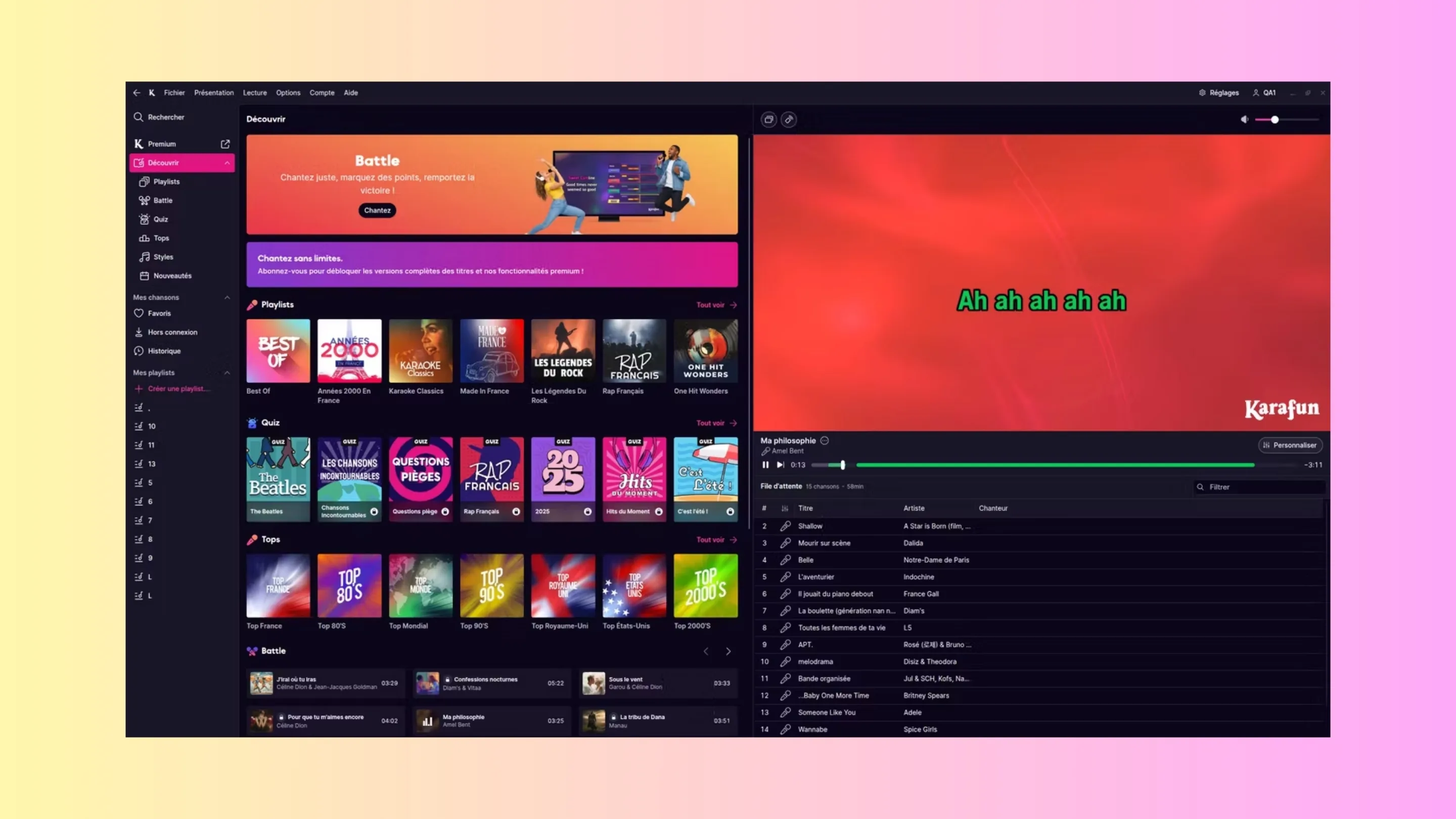 Instale o KaraFun Premium, um app de músicas de karaokê, no Ubuntu, Fedora, Debian e outras distribuições Linux com Flatpak 2 Imagem com a interface do Karafun Premium