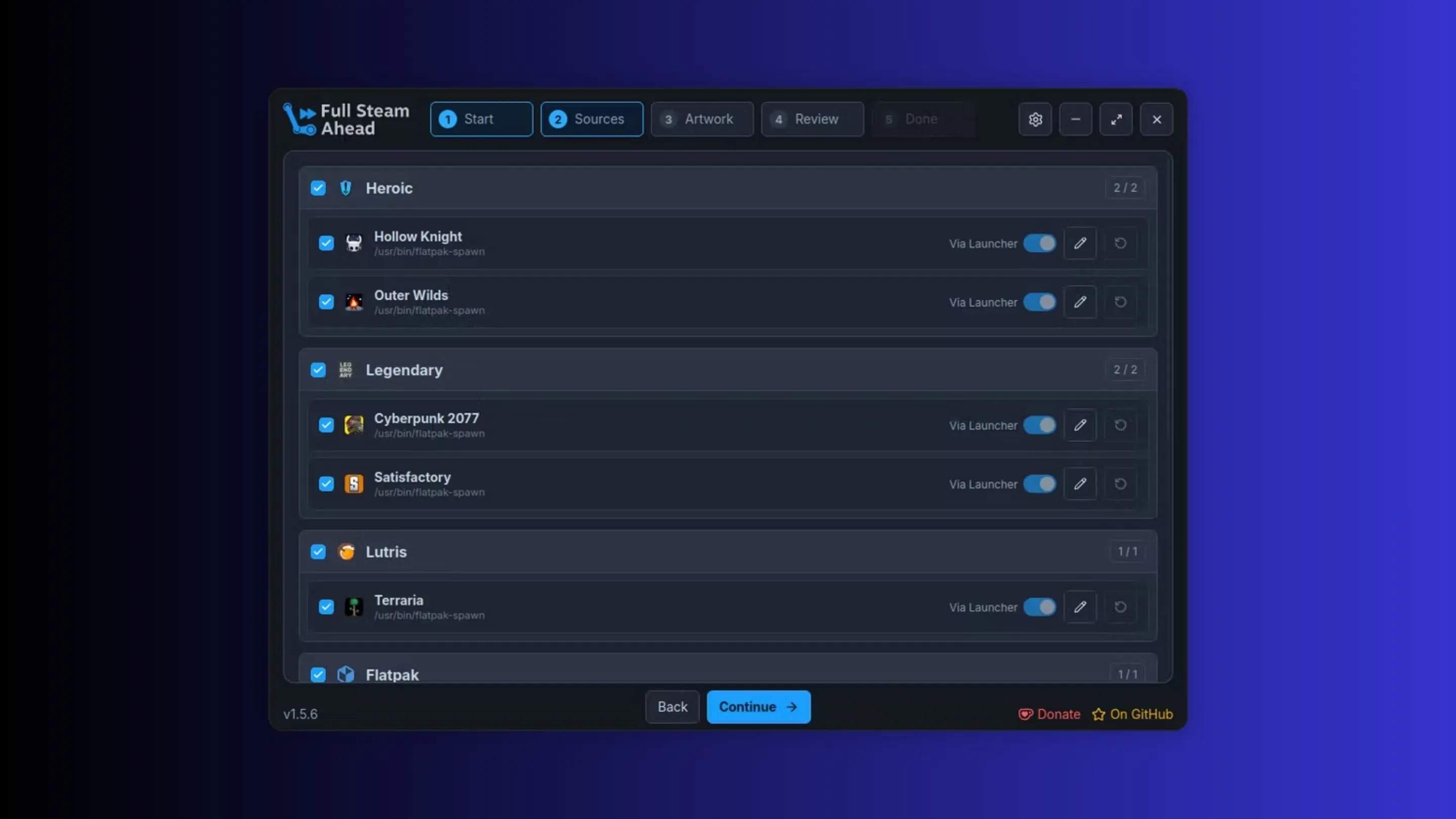 Instale o Full Steam Ahead, um iniciador de jogos, no Ubuntu, Fedora, Debian e outras distribuições Linux com Flatpak 2 Imagem com a interface do Full Steam Ahead