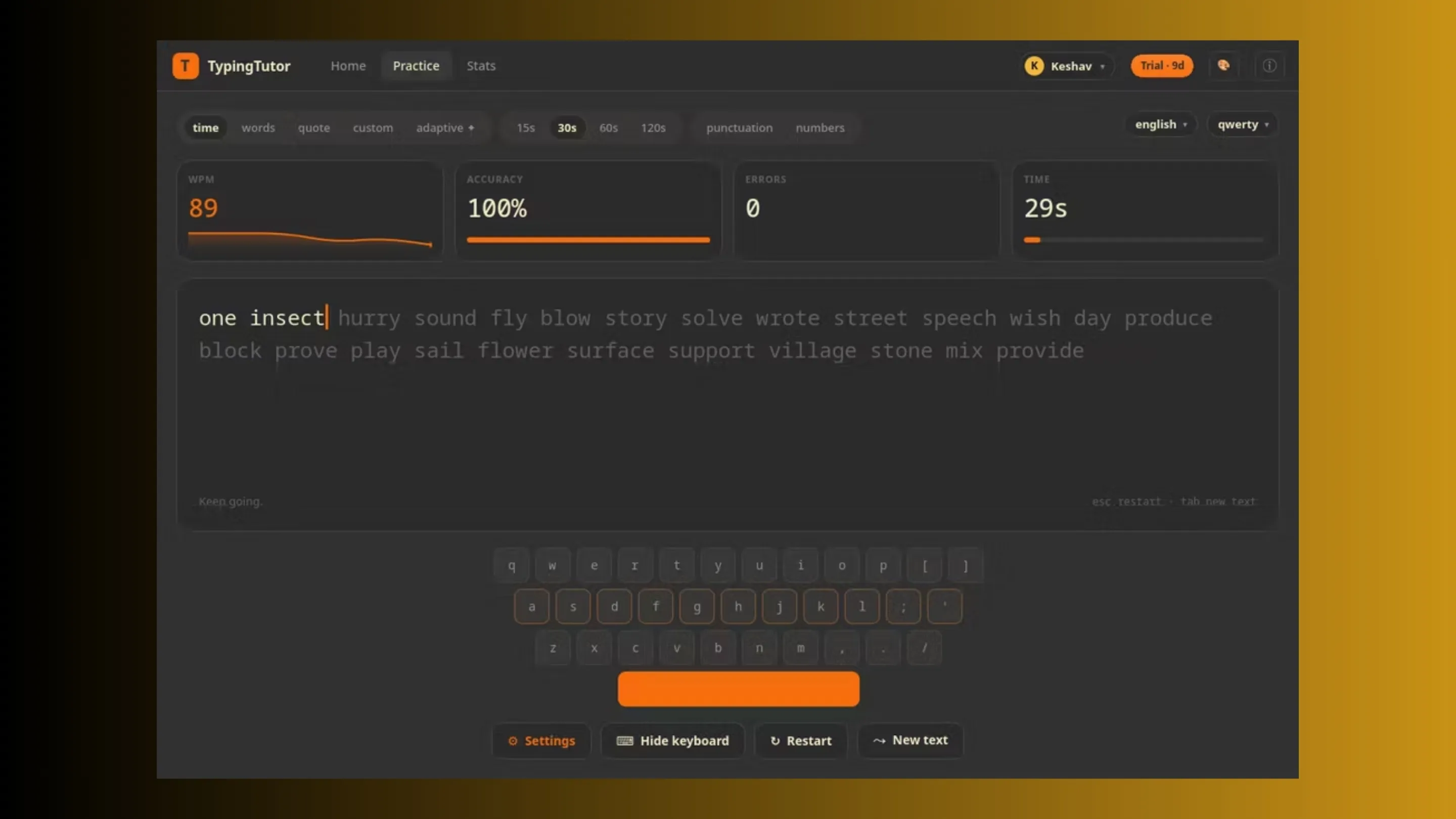 Instale o TypingTutor, um tutor de digitação, no Ubuntu, Fedora, Debian e outras distribuições Linux com Flatpak 2 Imagem com a interface do TypingTutor